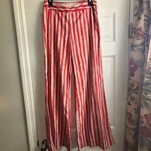 Jealous Tomato Red and White Striped Flare Pants